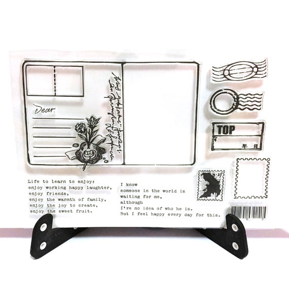 Bullet Journal Planner Postal Airmail Stamp Airmail Par Avion Postmark Rubber Stamp Postage Clear Transparent Stamp Train Luggage Tag