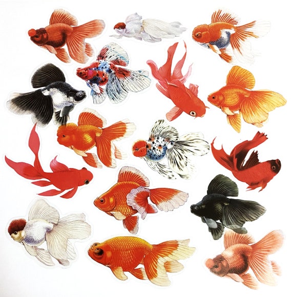 30 Pcs Goldfish Clear Sticker, Fish PVC Sticker Flakes, , Scrapbook,  Journal, Fish Tank, Marine, Aquarium, Orange, Water 
