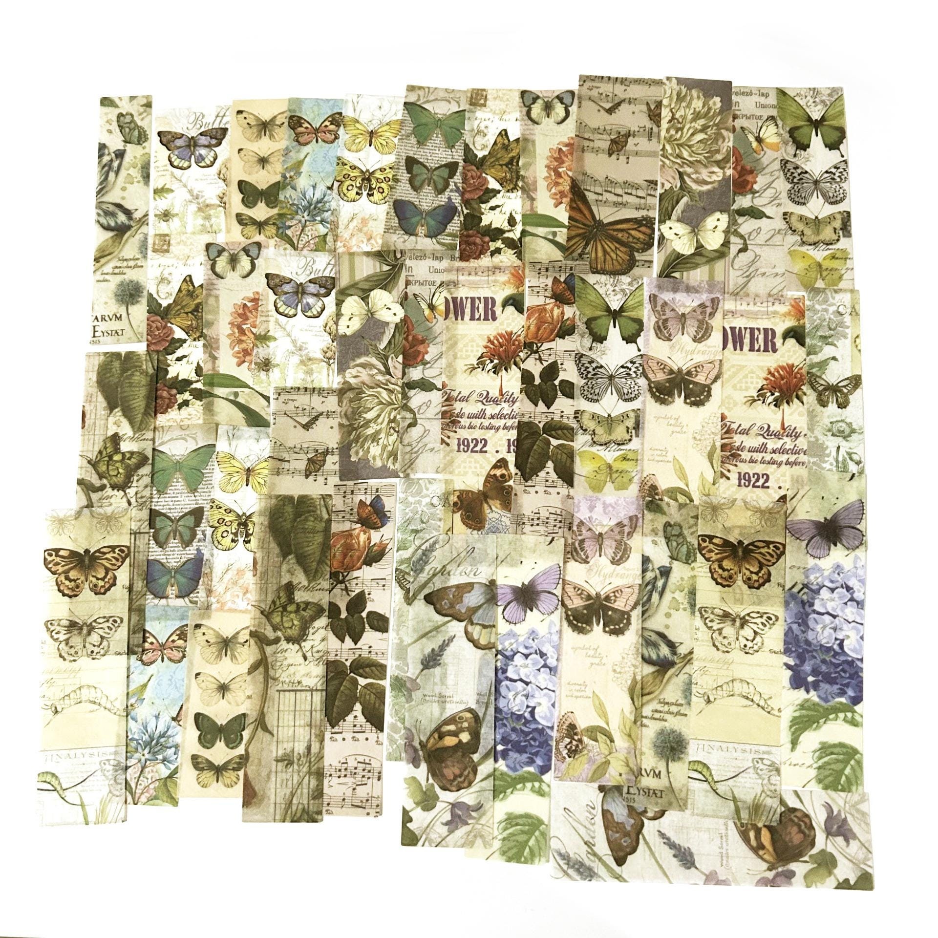 Journal Insect Stickers 40 Pcs Butterfly Washi Sticker, Plants, Junk Journal, Travel Journal ...