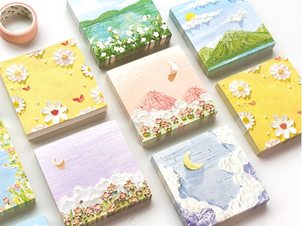 Nature Sticky Notes Scenery 100pcs Scrapbook Cute Memo Pad Notepad Book Stickers 