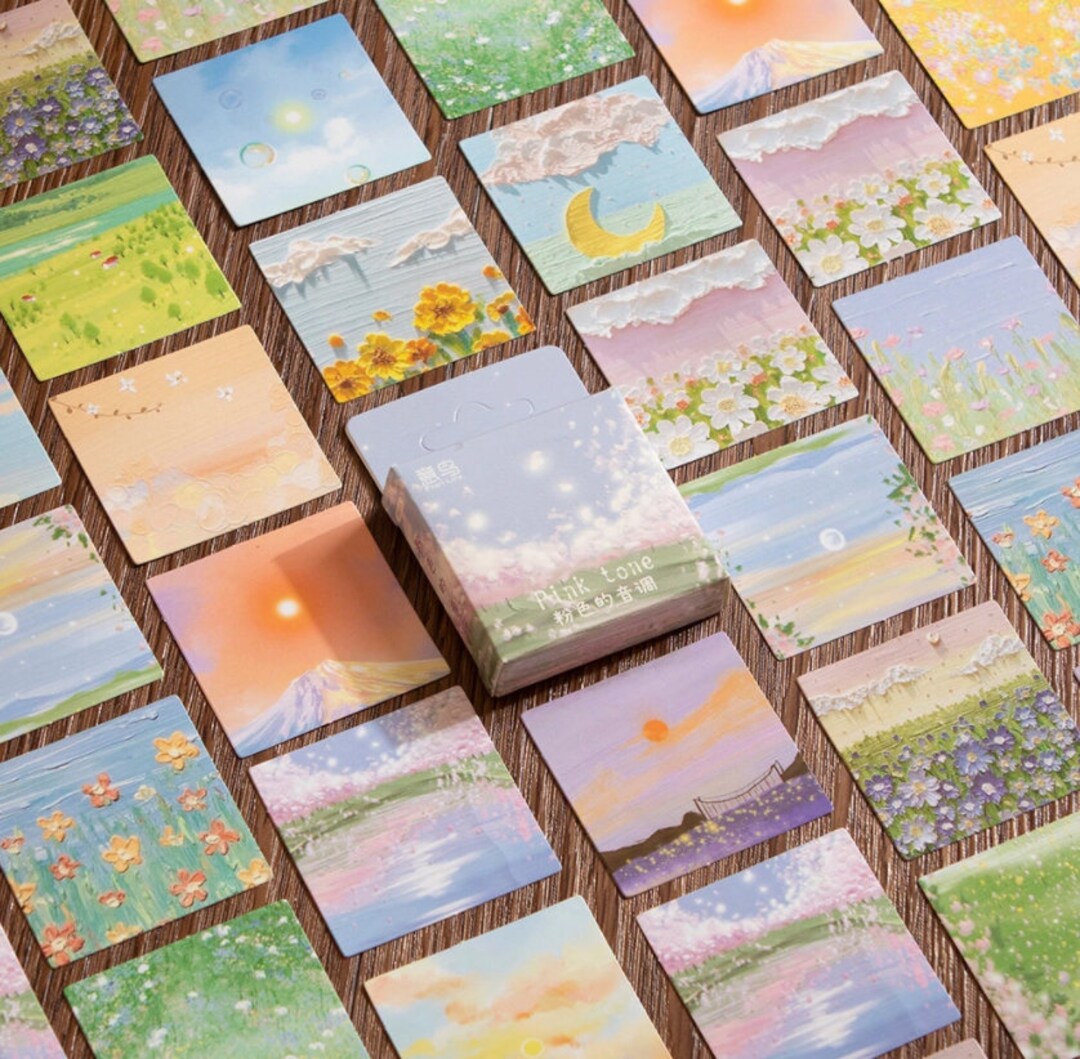 46 Pcs Pastel Aesthetic Stickers, Scenery Sticker Pack, Scrapbook