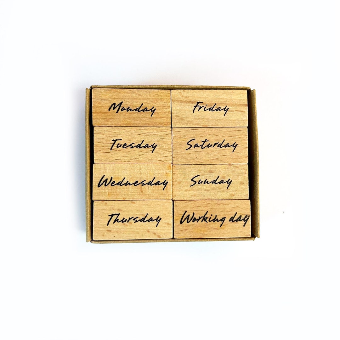 Set of 8 Week Stamp, Weekly Wooden Stamp, Rubber Stamp, Wood Stamp ...