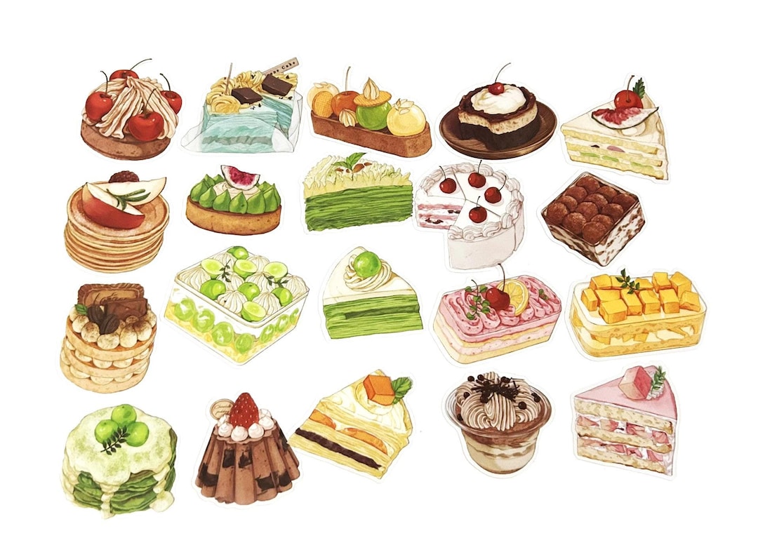 20 Pcs Cake Clear Sticker Pack, Scrapbook Stickers, Junk Journal Kit ...