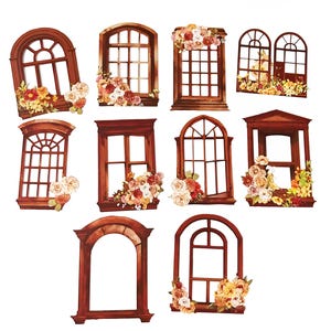 10 Pcs Classic Window Frame Scrapbook Stickers, Junk Journal Kit ...