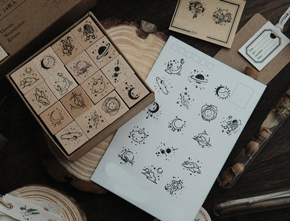 4 Seasons Plant Wood Craft Rubber Stamps. Wood Stamp. Rubber Stamp