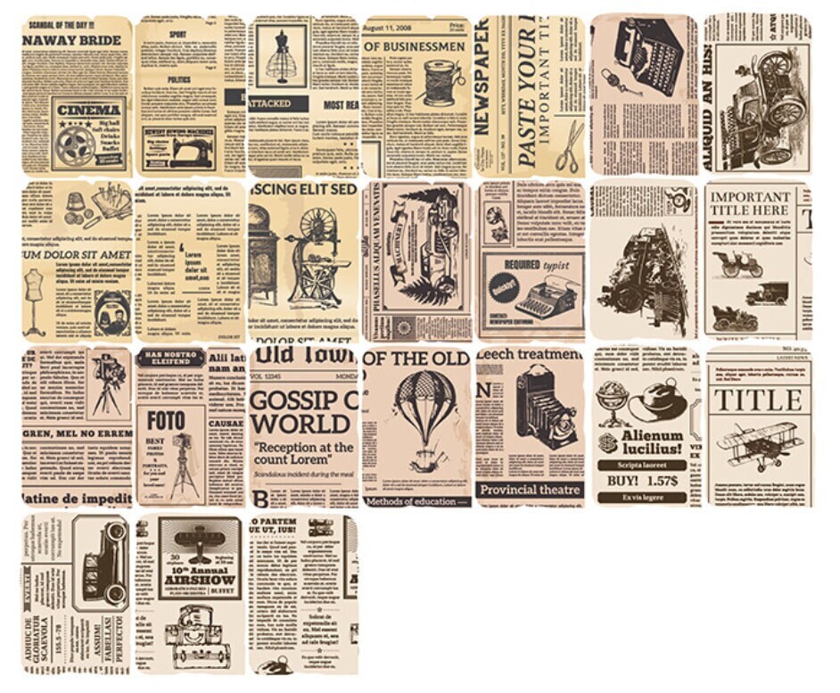 24 Pcs Newspapers Sticker Antique Papers Sticker Pack -  Israel