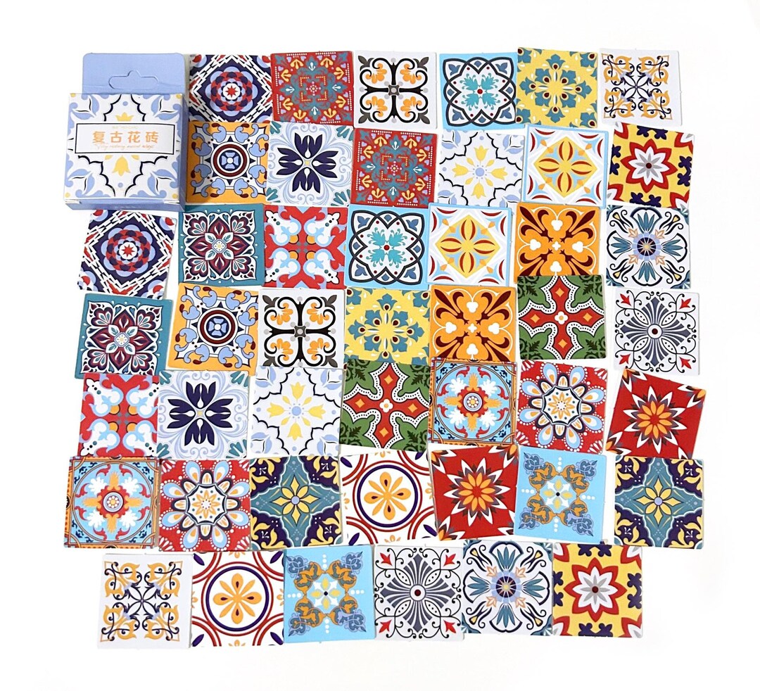 Mosaico Sticker 45 Pcs Mosaic Tiles Sticker Pack, Scrapbook, Journal, Junk Journal Kit ...