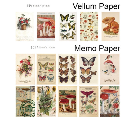 60 Pcs Vintage Memo Sticker, Scrapbook Stickers, Junk Journal Kit,  Ephemera, Label Tag, Butterfly, Insects, Flowers, Retro Writing Paper 