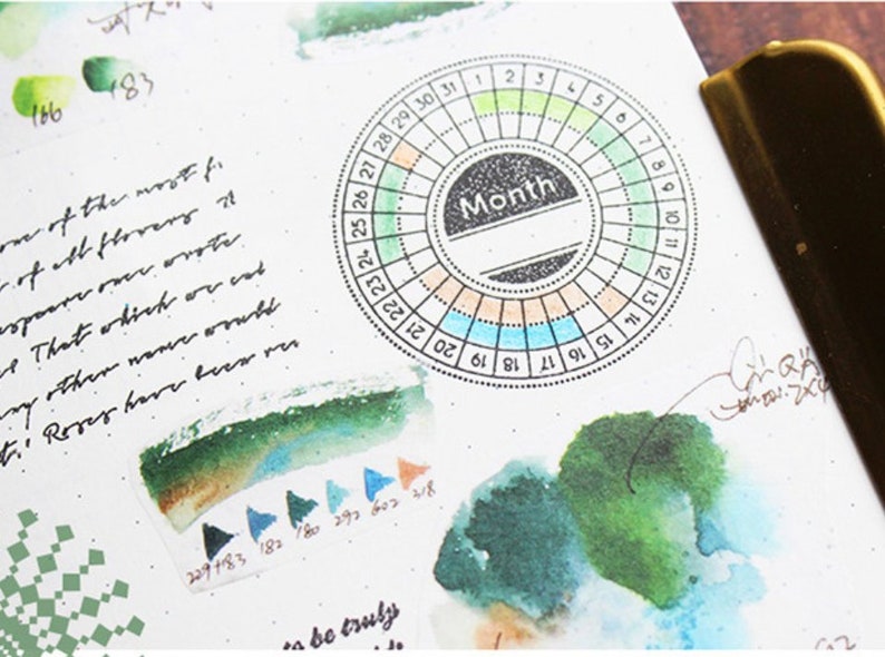 Month Stamp Spiral Wooden Stamp Rubber Stamp Wood Stamp Etsy