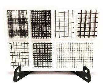 Grid Stamp, Squares Clear Transparent Stamp,  Grid Table Rubber Stamp, Planner journal, Lines, Line, Handdrawn, Plaid, Checkered