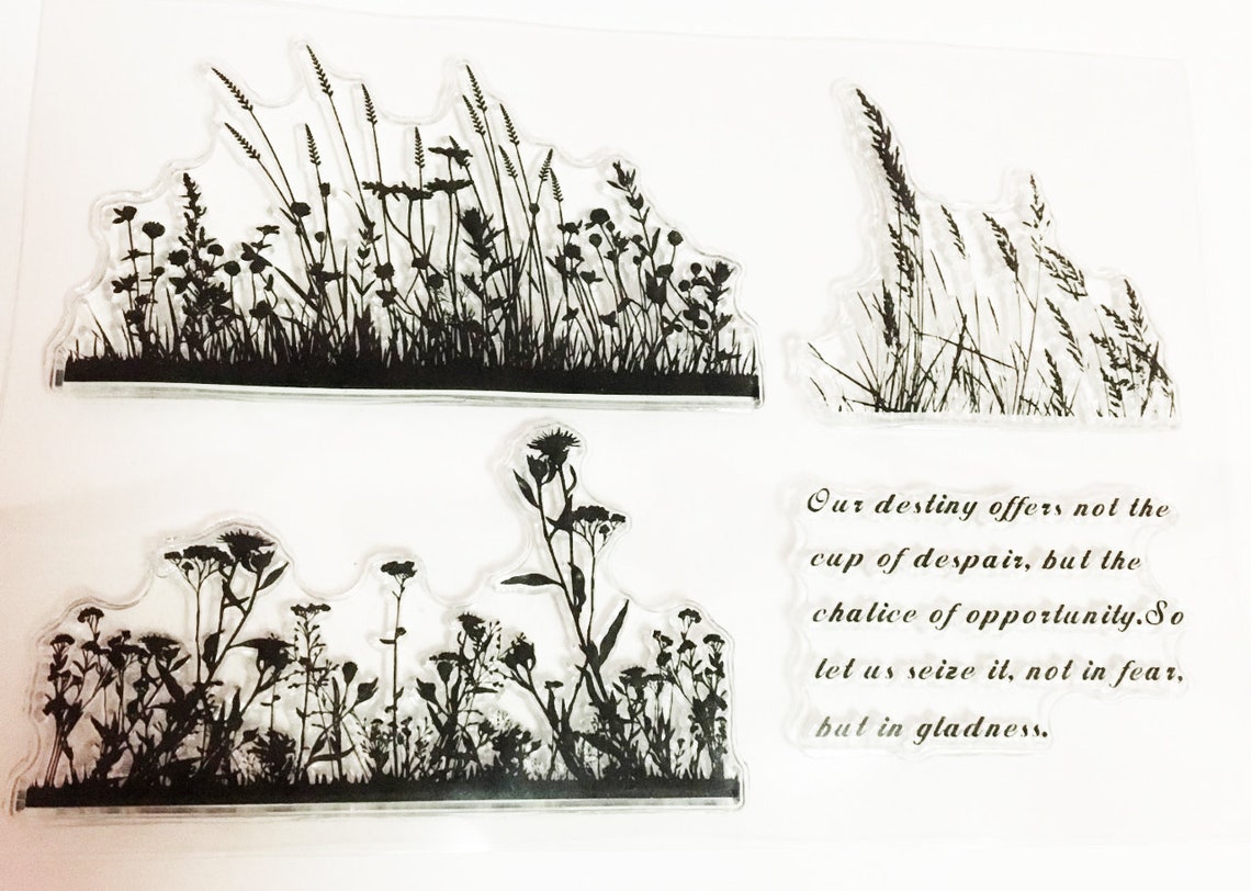 Grass Stamp Grasses Silhouette Clear Transparent Stamp Etsy