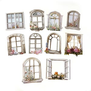 10 Pcs Classic Window Frame Scrapbook Stickers, Junk Journal Kit ...