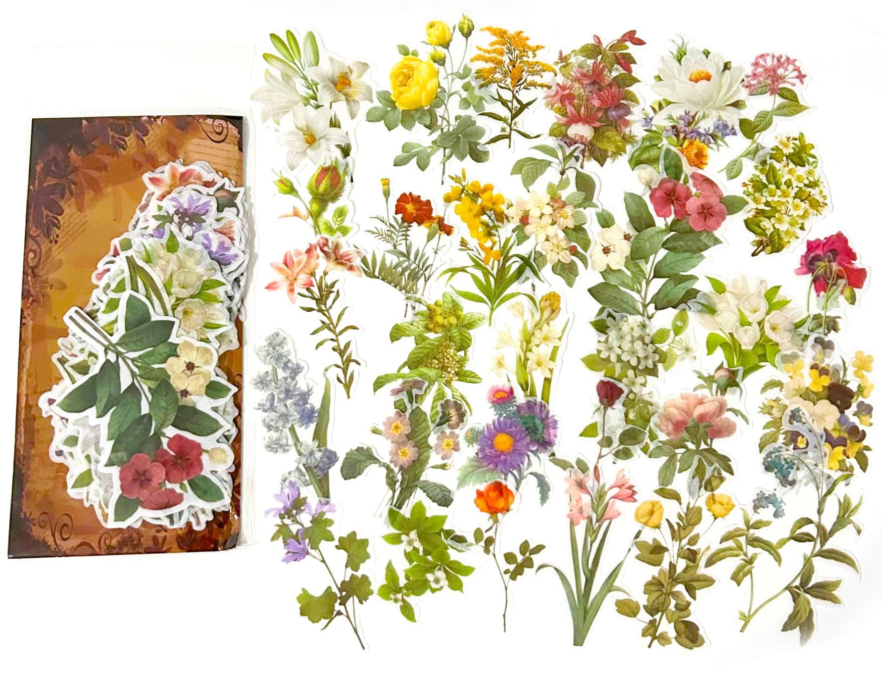 60 Pcs Flowers Large Washi Sticker, Floral Sticker, Junk Journal ...