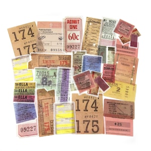 60 billets rétro grands autocollants, autocollants coupons, journal indésirable, scrapbooking, vintage, admettez un, éphémère, fête, carnaval, cinéma