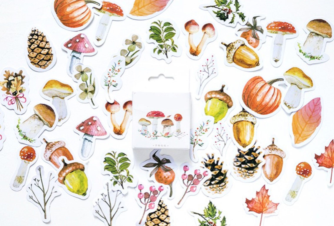 45 Pcs Forest Mushroom Planner Sticker Pack Botanicals - Etsy
