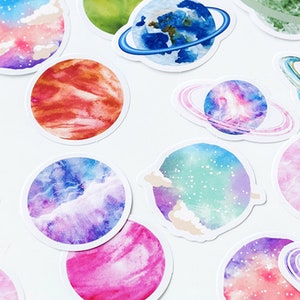 45 Pcs Planet Sticker, Galaxy Sticker, Travel Journal, Scrapbook, Ephemera, Junk Journal, journal, Moon, Planets. Sky, Universe image 4