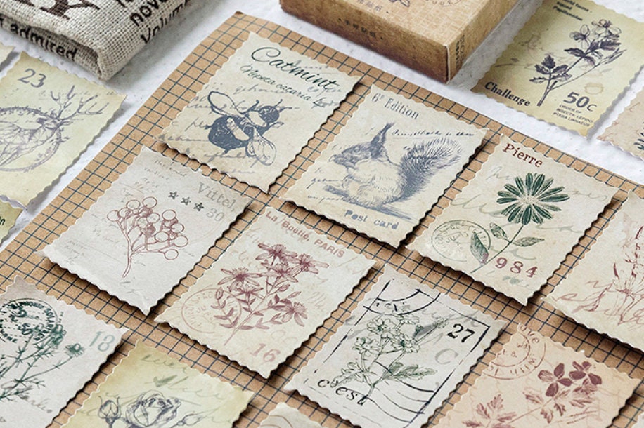 45 pcs botanicals sticker plants stamp sticker flakes