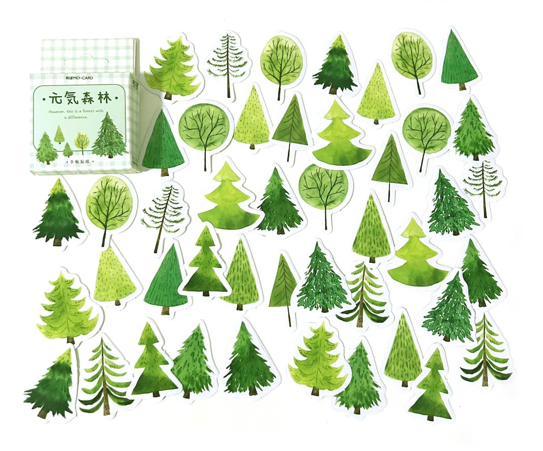Sticker Tree Shopee 45 Pcs Pine Tree Sticker Pack, Plants Sticker, Evergreen, Scrapbook ...