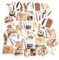 40 Pcs Writing Tools Clear Sticker, Junk Journal Kit, journal, Journal Ephemera, Artist Tools, Palette, Wax Seal Kit, Paintbrush