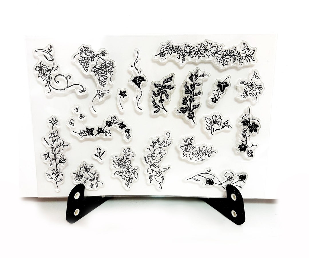 Flower Vine Filigree Stamp, Rose Thorns Clear Transparent Stamp, Rubber ...