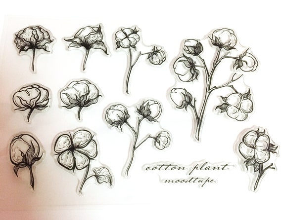 clear Stamp Set Clear Stamps cotton plant botanical Transparent Stamp S14