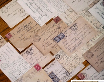 30 Pcs Letters Scrapbook Papers, Junk Journal Kit, Ephemera, journal, Vintage Letters, Collage, Postcard, Postmark, Stamp, Writings