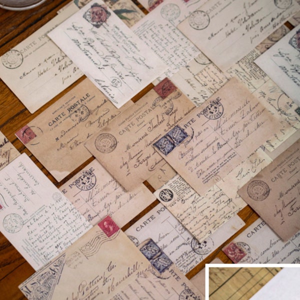 30 Pc's Letters Scrapbook Papers, Junk Journal Kit, Ephemera, dagboek, Vintage Letters, Collage, Ansichtkaart, Poststempel, Stempel, Geschriften