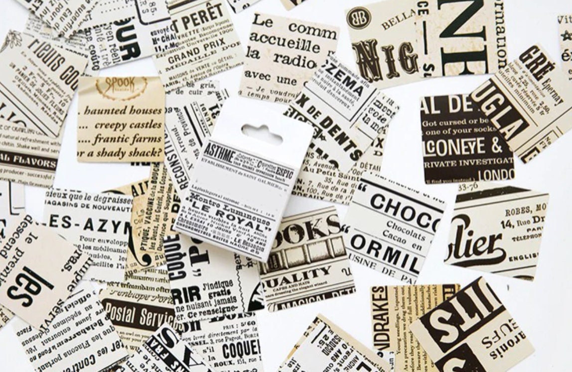 46 Pcs Old Newspapers Sticker Retro Papers Sticker Pack Etsy