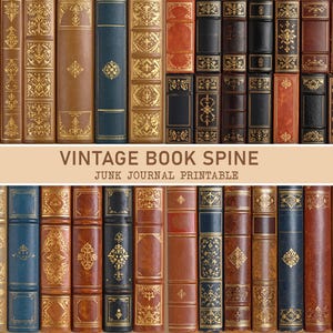 Vintage Ornamental Book Spine Junk Journal Kit, Printable Ephemera, Scrapbooking, Antique Book Spines, Reading, Library, Digital Download