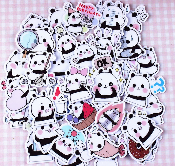 40 Pcs Cute Panda Sticker Panda Sticker Flakes Black and Etsy