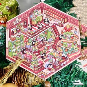 Sticker 3D DIY boutique de cadeaux de Noël, Stickers scène, Kit de journal, Scrapbooking, Loisirs, Cadeau, Mini stickers confortables, Stickers miniatures, ASMR