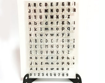 Alphabet und Zahlen Stempel, klarer transparenter Stempel, Stempel, Planer Journal Zubehör, Großbuchstaben, Kleinbuchstaben, Serifenschriften