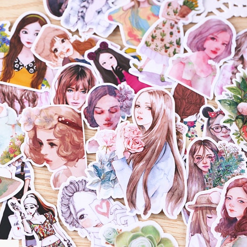 33 Pcs Girls Planner Sticker, Girl, Scrap booking, Bullet Journal, Junk Journal Kit, Journal Ephemera, Girl Life Sticker Flakes