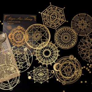 10 Pcs Astrology Gold Foil Lace Paper, Junk Journal Kit, Journal Ephemera, journal, Non Adhesive, Die Cuts, Celestial, Sun, Moon