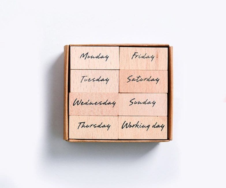 Weekday Bullet Journal Stamps, Clear Planner Stamps, Days of the Week,  Numbers - Printed Heron