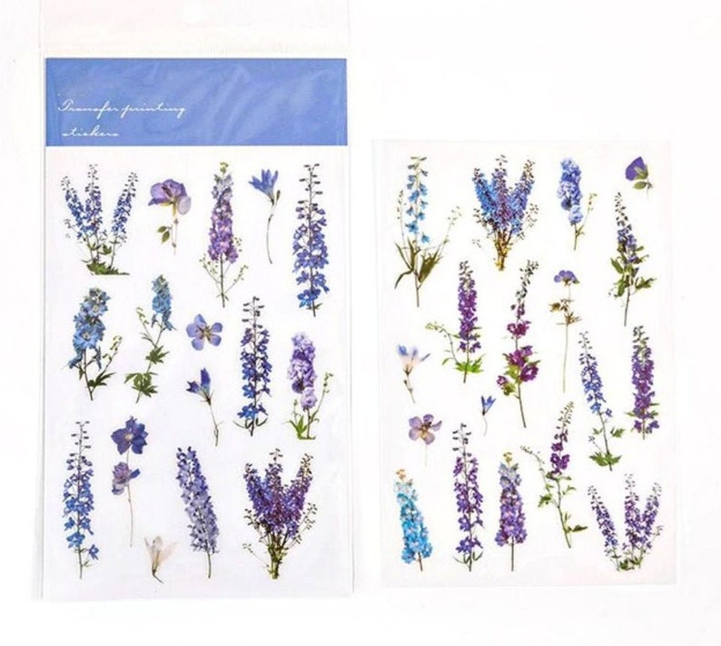 Lavender Rubon Sticker Flowers Transfer Sticker Scrapbook Etsy