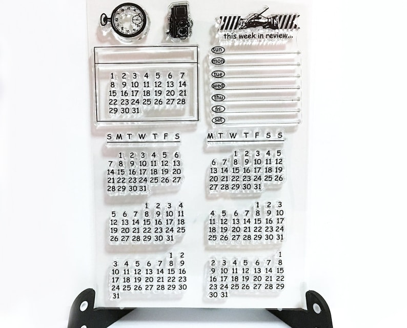 Calendar Stamp Clear Transparent Stamp Rubber Stamp Planner Etsy
