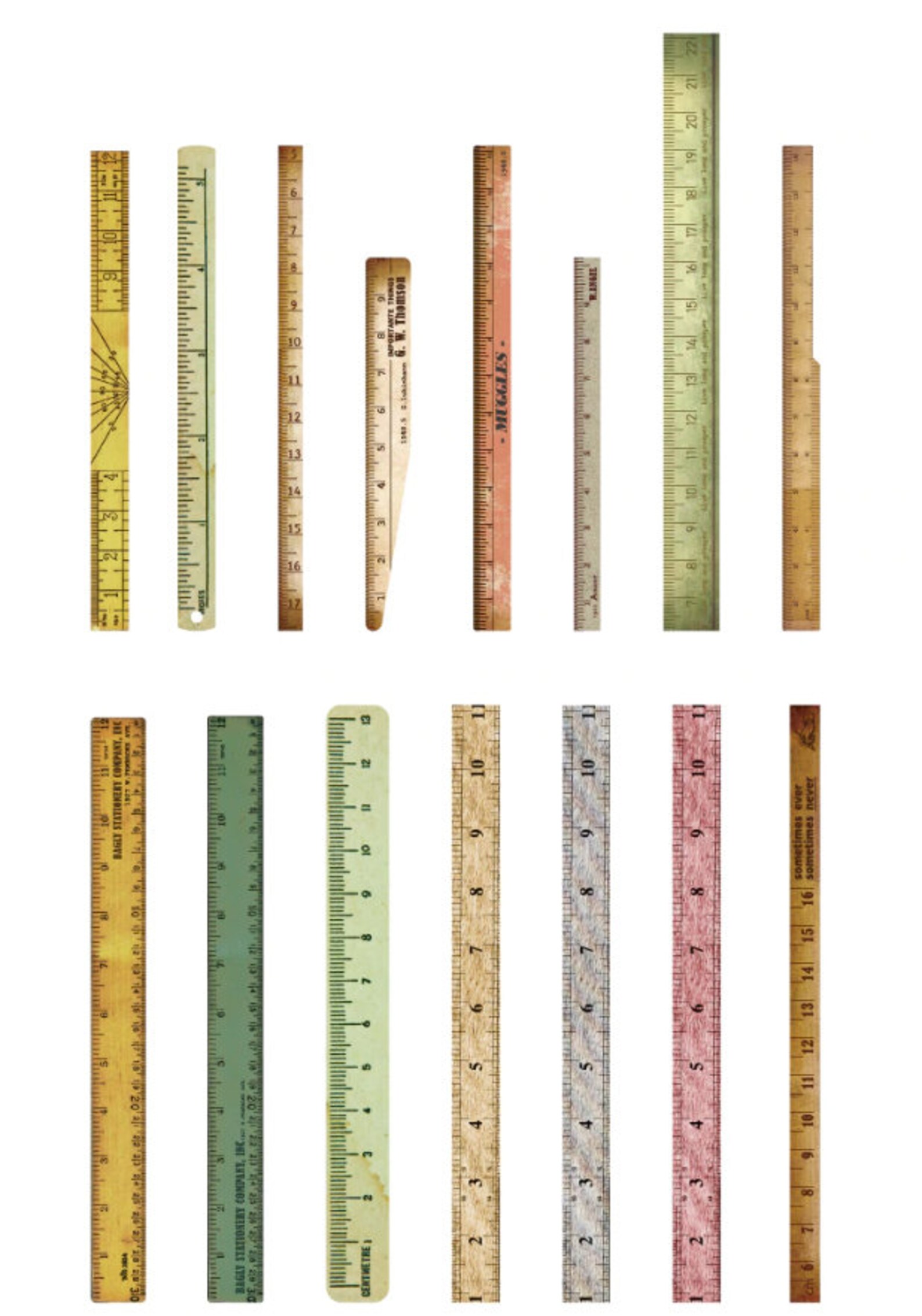 30 Pcs Vintage Ruler Washi Sticker, Measurement, Scrap Booking, Journal ...