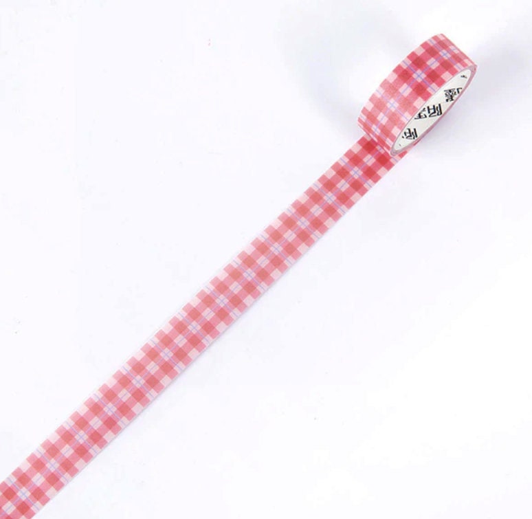 Little Red Gingham Washi Tape - paperkumaco