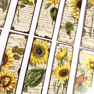 20 Pcs Scrapbook Papers, Junk Journal Kit, Ephemera, Vintage Cardstock, Antique Text, Writings, Words, Sunflowers, Sunshine, Garden, Forest
