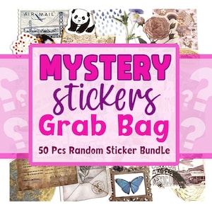 Mystery Grab Bag, 50 Stück Sticker Pack, journal, Junk Journal Kit, Scrapbooking Aufkleber, Überraschungstasche, Lucky Dip, Bundle