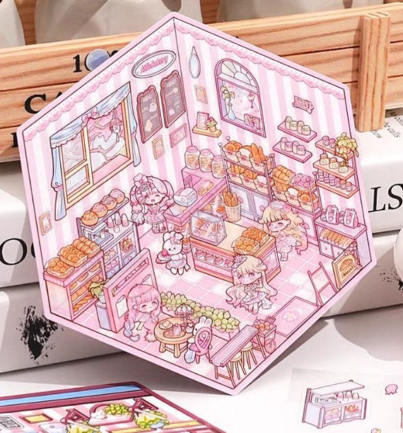 3D DIY シーンステッカー、ベーカリーステッカー、パン、ジャーナル