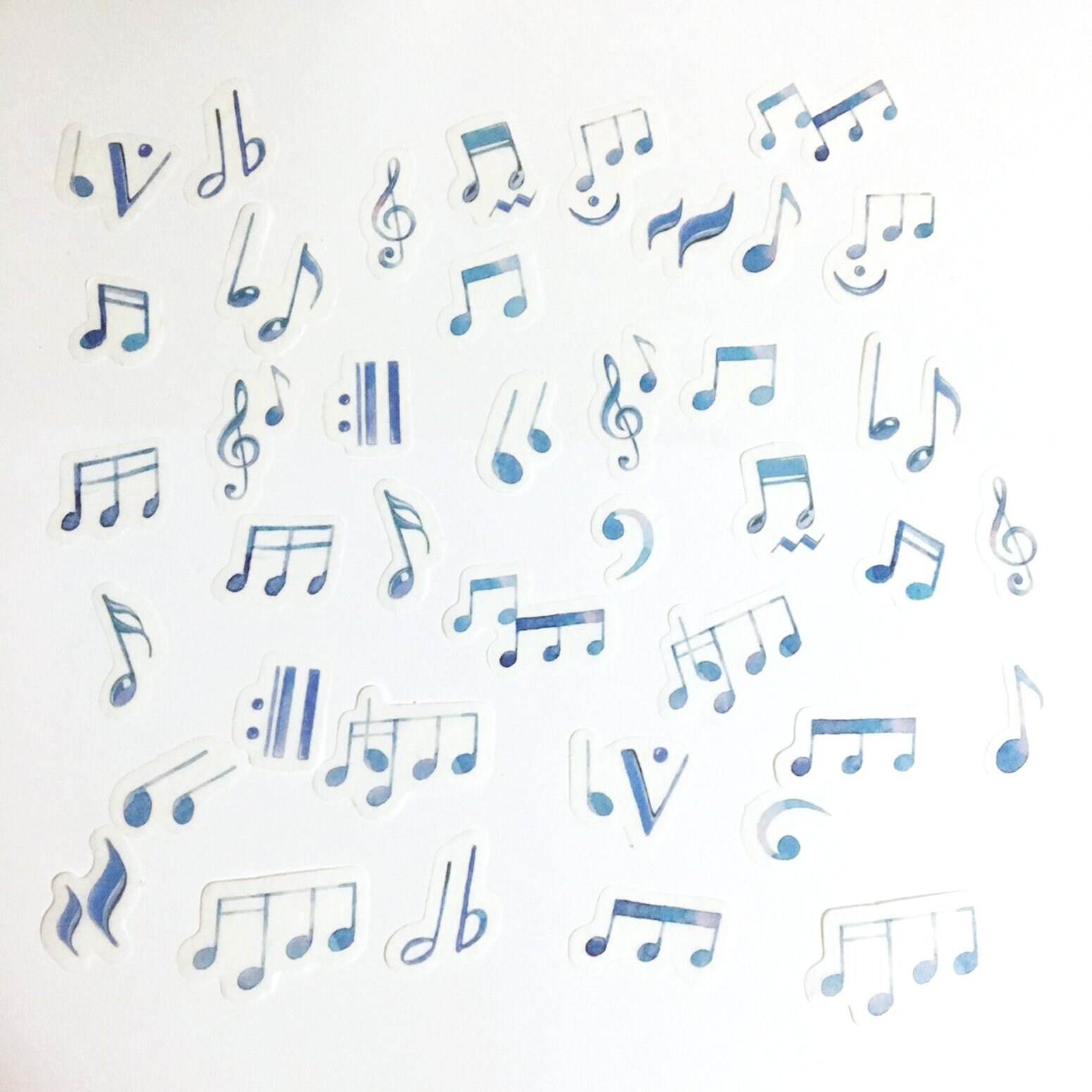40 Pcs Musical Notes Washi Sticker Blue Watercolor Sticker - Etsy