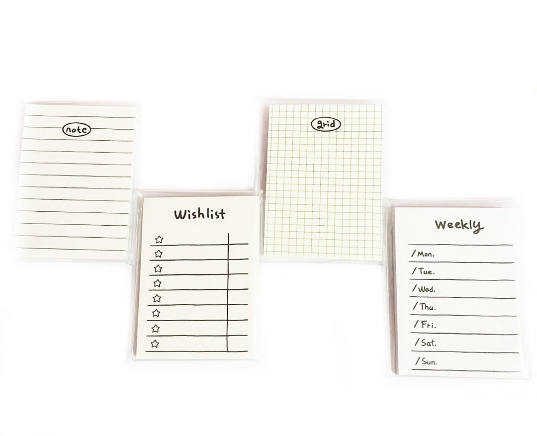 Weekly Plan Sticky Notes, Wishlist, Grid Memo Pad, Checklist Notes ...