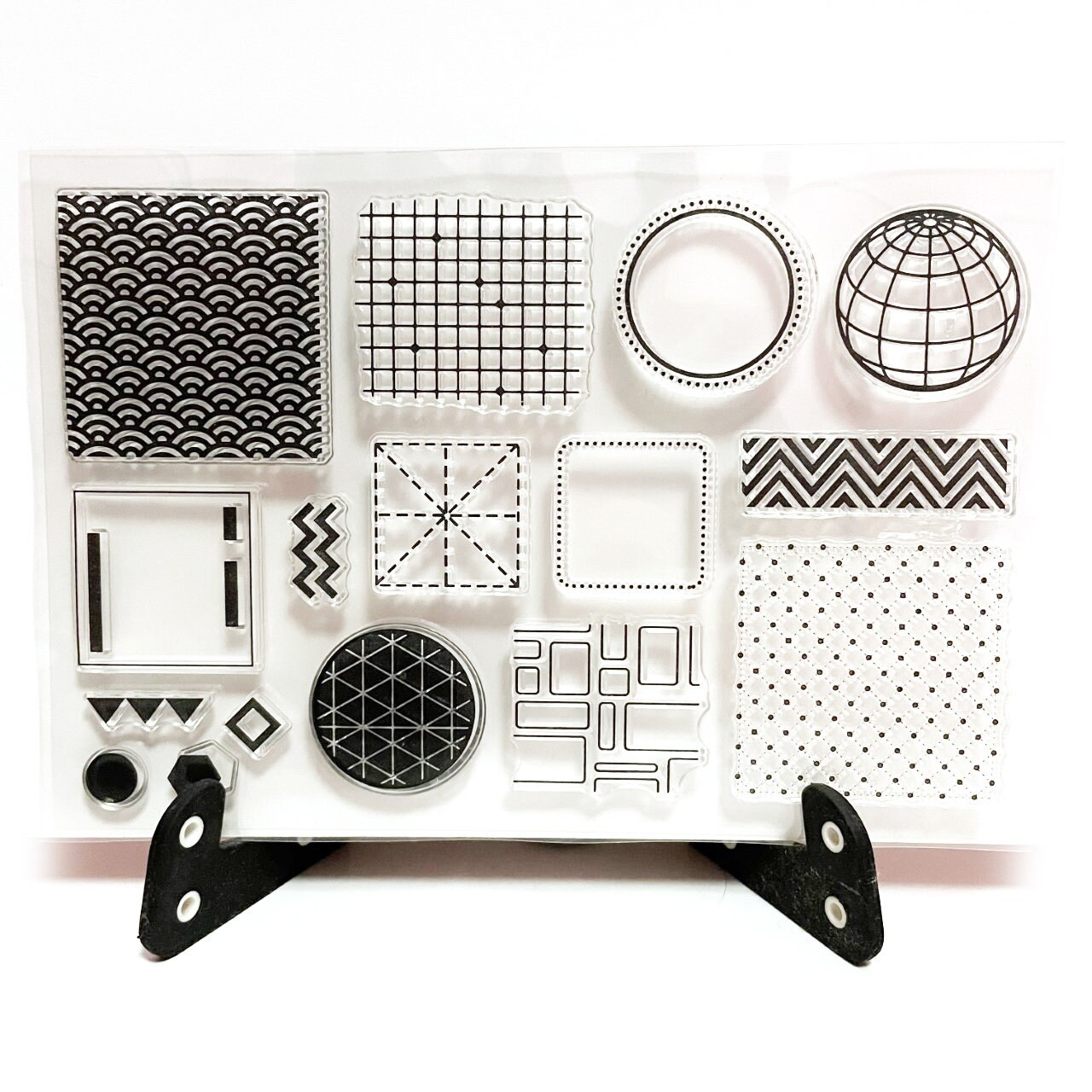 Large Round Acrylic Clear Stamp Block with Grid Lines for Silicone