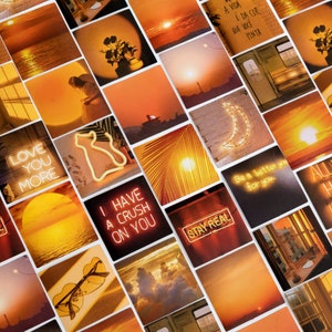 45 Stk Orange Aesthetic Sticker Pack, Planer, Scrapbook, Journal, Journal Ephemera Orange, Himmel, Sonnenuntergang, Sonnenaufgang, Wolke, Zitate