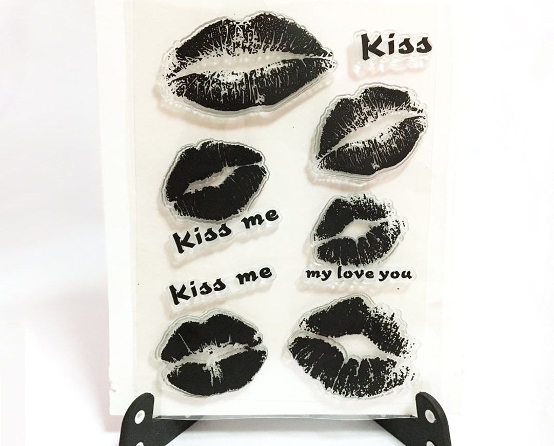 Kiss Stamp Lips Clear Transparent Stamp Love Rubber Stamp Etsy
