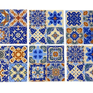 15 autocollants transparents pour carreaux de mosaïque, motif floral, journal, kit de journal indésirable, éphémère, carrelage, formes de dosseret, carreaux du Maroc