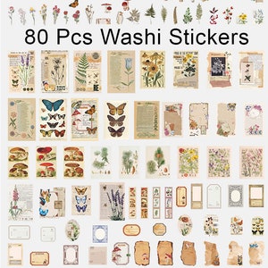 200 Pcs Retro Nature Junk Journal Kit, Flowers Sticker Pack, Memo Deco Paper, Ephemera, Vintage, Leaves, Garden, Forest, Woodland, Butterfly zdjęcie 2