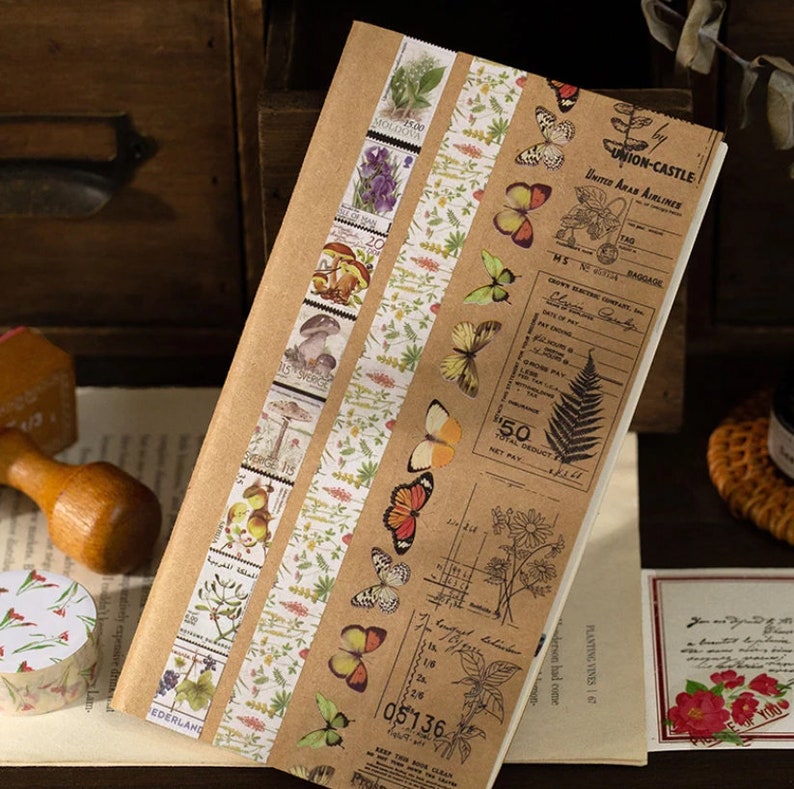 Flowers Nature Forest Mushroom Tape Floral Bullet Journal Botanicals Garden Retro Mushrooms Woodland Wild Mushroom Fungi Tape